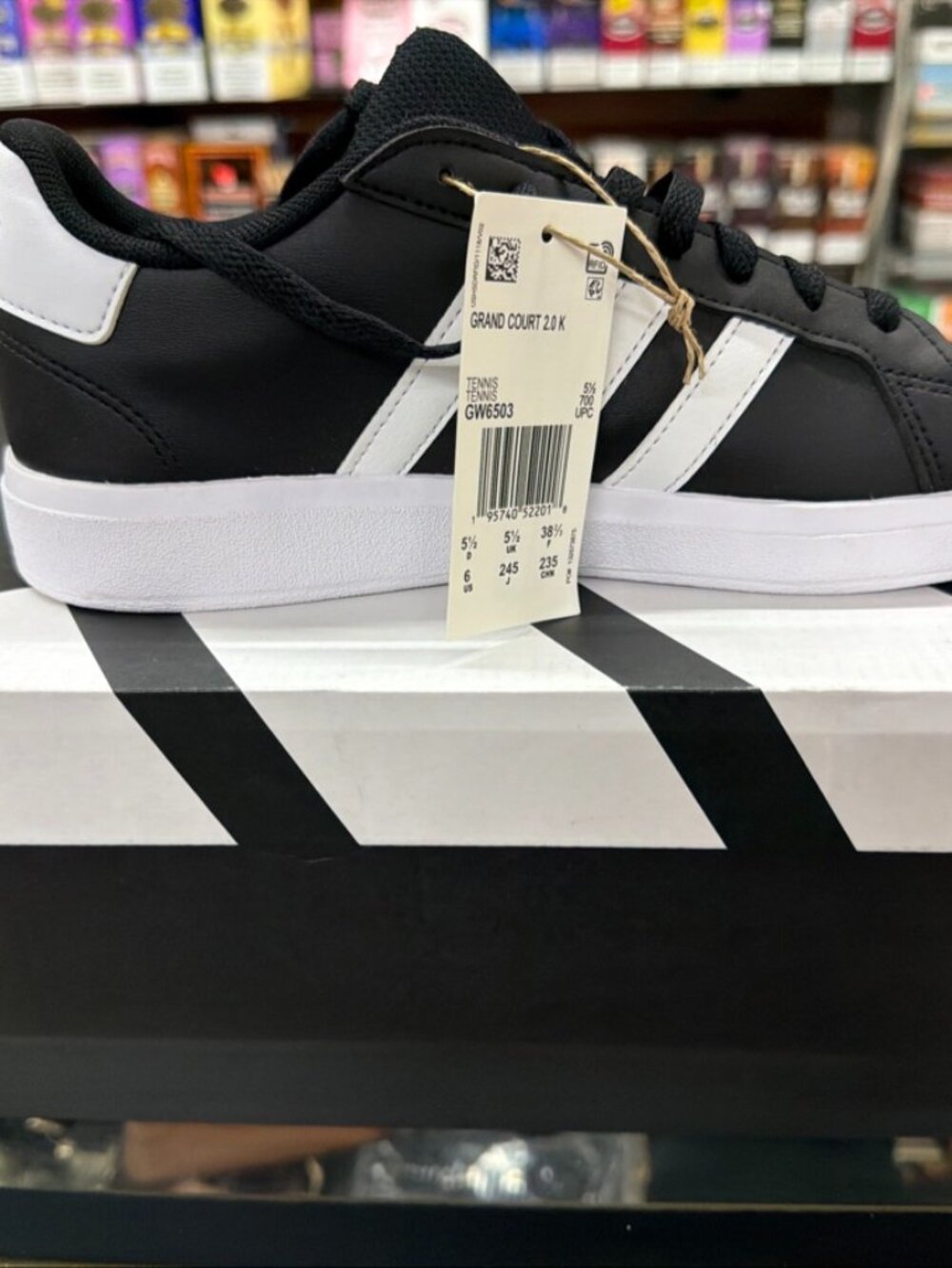 adidas Grand Court 2.0 K GW6503 Black White Kids 6